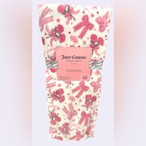 Juicy Couture Plush Throw White Pink Roses Bows Crowns Hearts 50 x 60 NEW NWT